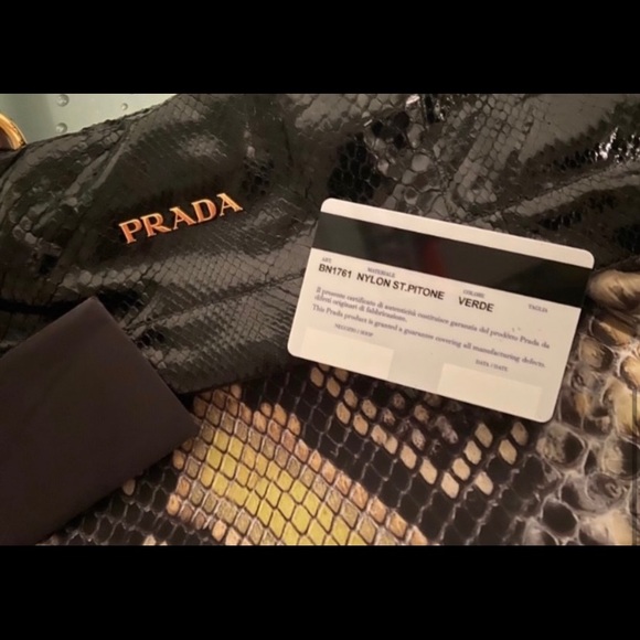 PRADA Black Leather Snake Skin & Nylon Handbag EXCELLENT CONDITION - Picture 9 of 14